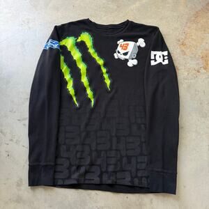 Vintage Y2K DC Shoes Ken Block Monster Racing Longsleeve Thermal Shirt Size XL